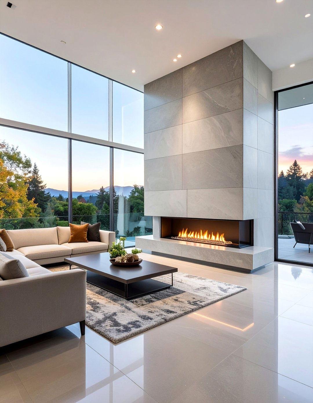 Double-sided gas fireplace installation