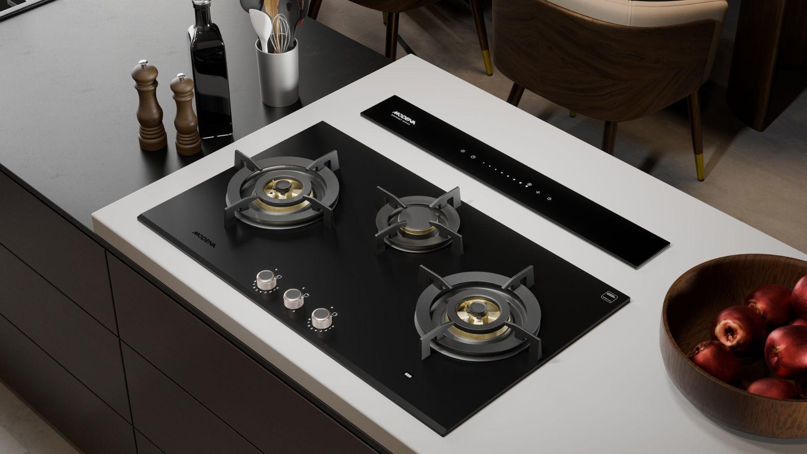 Built-in gas hob installation
